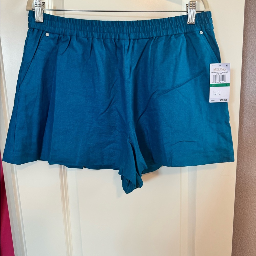 Michael Kors Linen Shorts Cyan Blue